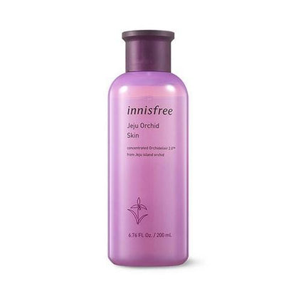 Innisfree Jeju Orchid Skin, 200ml anti-aging toner for hydrating and nourishing skin.