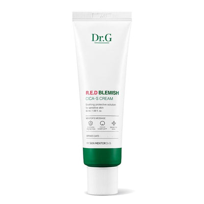 Dr.G Red Blemish Cica S Cream 2X, a 70ml tube of Korean skincare cream for calming redness and irritation.