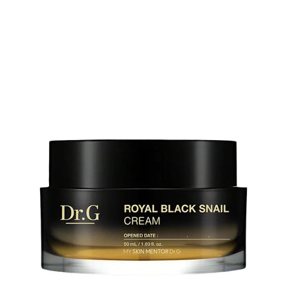 Dr.G Royal Black Snail Cream, a 50ml jar of anti-aging facial moisturizer with black snail extract.