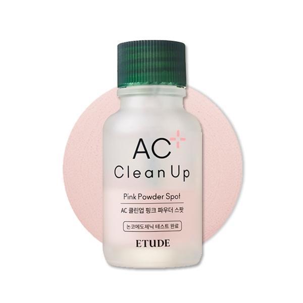 Etude House AC Clean Up Pink Powder Spot, a 15ml bottle of acne spot treatment.