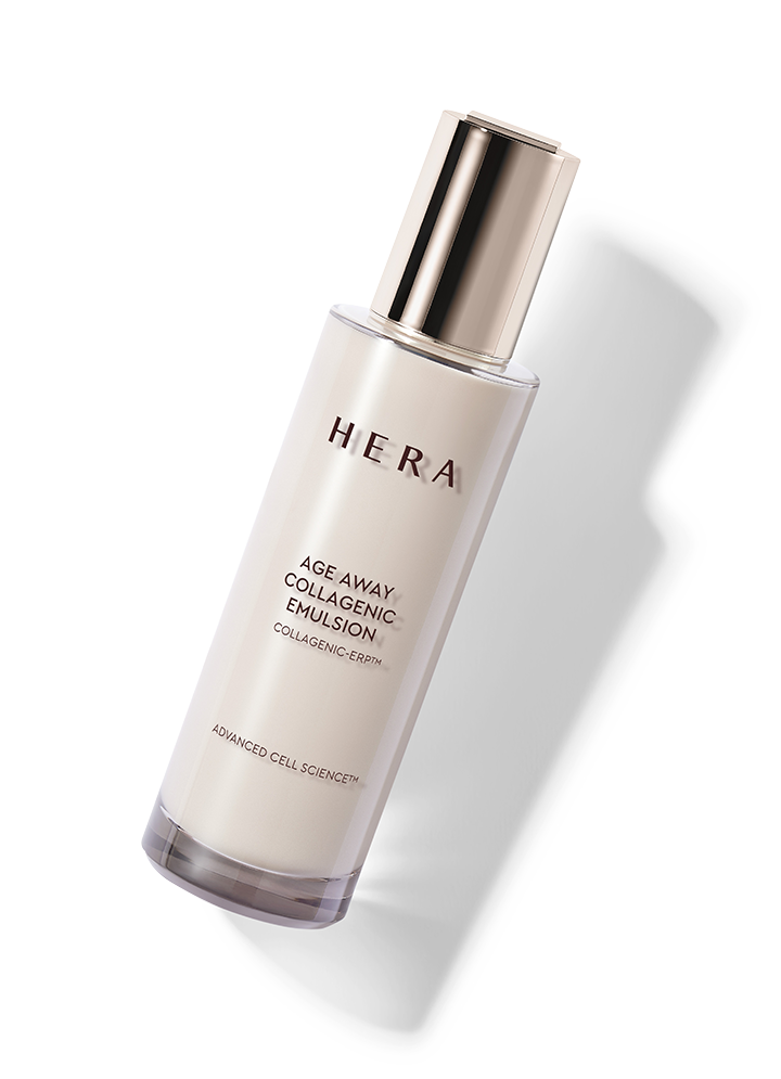 HERA Age Away Aesthetic BX Emulsion, a 120ml facial moisturizer with BX peptides and real collagen to improve skin elasticity, hydration, and balance.