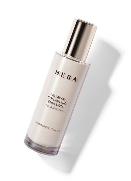 HERA Age Away Aesthetic BX Emulsion, a 120ml facial moisturizer with BX peptides and real collagen to improve skin elasticity, hydration, and balance.