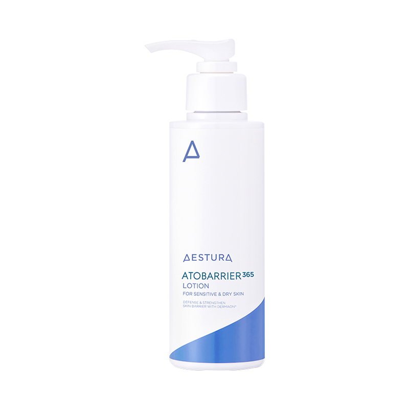 150ml bottle of Aestura Atobarrier 365 Lotion, a ceramide-rich moisturizer suitable for sensitive skin.