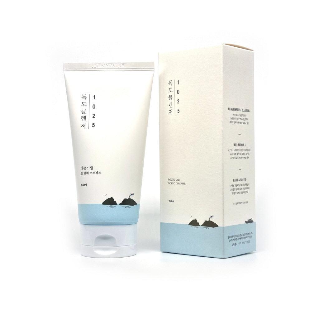 ROUNDLAB 1025 Dokdo Cleanser 150ml, a subacid cleanser for gentle cleansing and balancing skin's oil-water level. Formulated with deep sea water for mineral nourishment and hyaluronic acid for hydration.