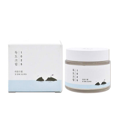 ROUNDLAB 1025 Dokdo Cream, 80ml jar. Moisturizing cream for healthy, smooth skin. Contains deep sea water and hyaluronic acid.