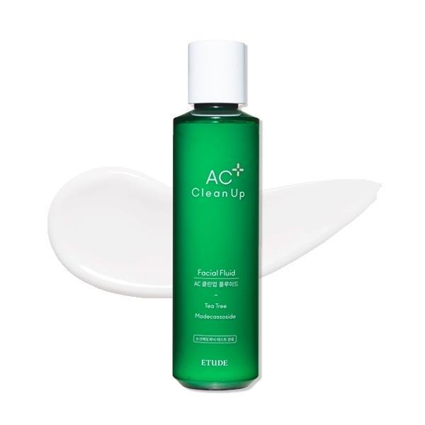 EtudeHouse AC Clean Up Facial Fluid, a 180ml bottle of weakly acidic fluid for hydrating and refreshing acne-prone skin.