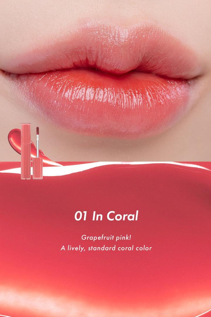 Romand Dewyful Water Tint, a 5g lip tint with a dewy finish for a natural-looking flush of color.