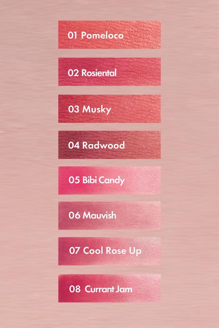 Romand Blur Fudge Tint, a 5g lip tint with a blurring effect for a smooth, soft-focus finish.