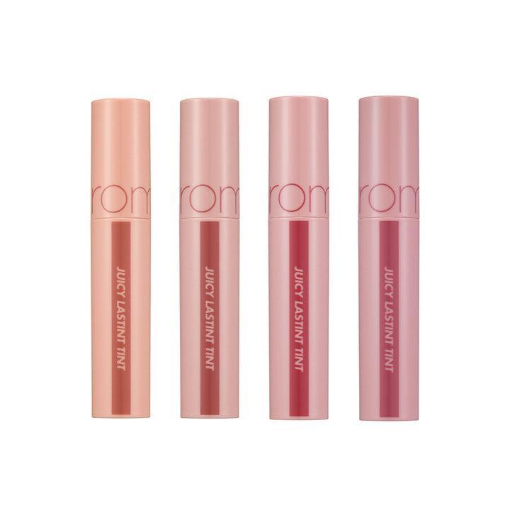 Romand Juicy Lasting Tint in Bare Juicy shade, a 5.5g long-lasting lip tint with a clear, syrupy finish for a glossy, juicy look.