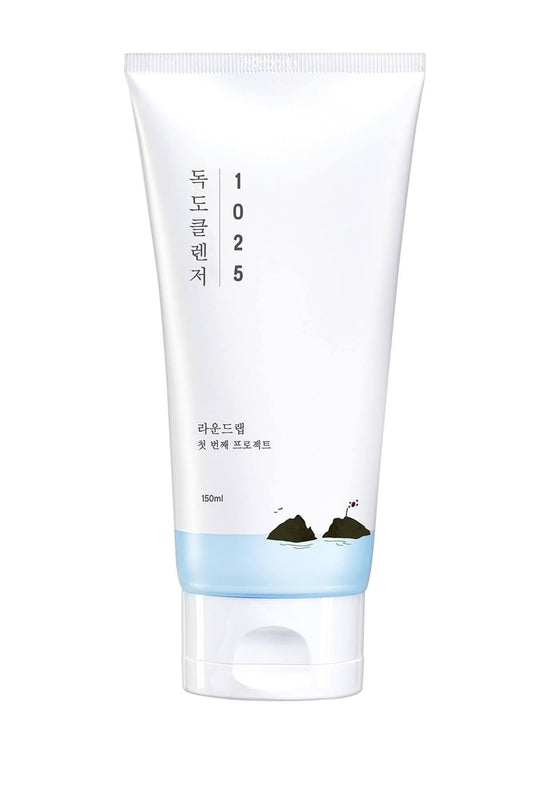 ROUNDLAB 1025 Dokdo Cleanser 150ml, a subacid cleanser for gentle cleansing and balancing skin's oil-water level. Formulated with deep sea water for mineral nourishment and hyaluronic acid for hydration.