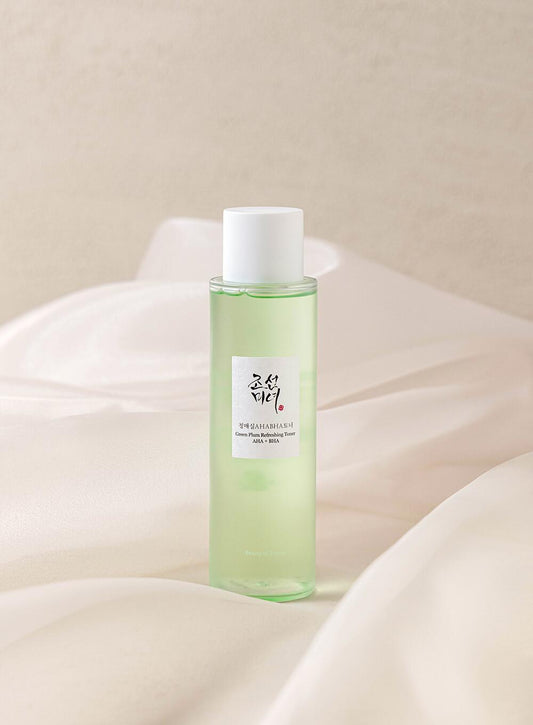 150ml bottle of Beauty of Joseon Green Plum Refreshing Toner: AHA + BHA, a Korean skincare toner with green plum water and AHAs for gentle exfoliation.