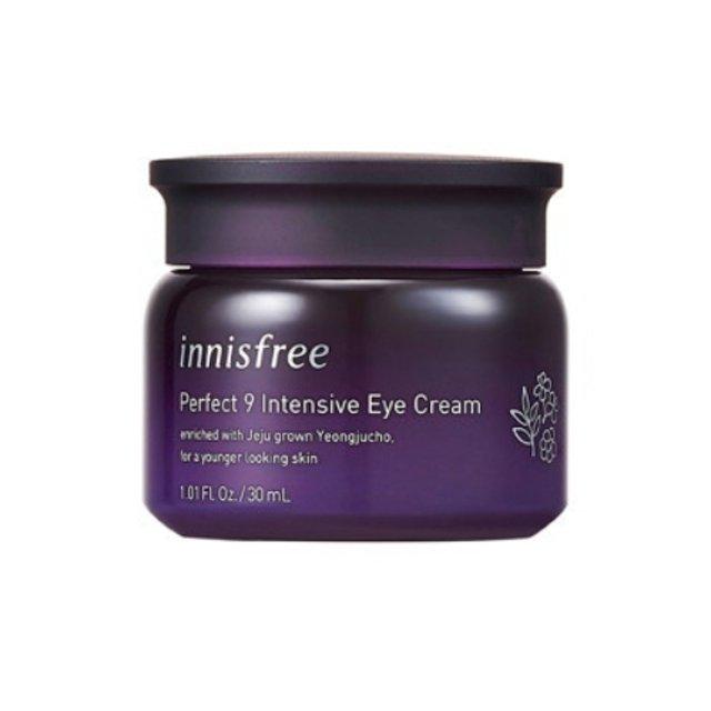 Innisfree Perfect 9 Intensive Eye Cream EX, a 30ml anti-aging eye cream for smoother and nourished under-eye area.