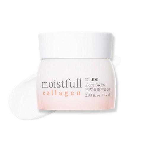 A 75ml jar of Etude House Moistfull Collagen Deep Cream, a facial moisturizer for firming and hydrating skin.