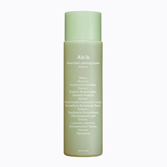 Abib Heartleaf calming toner skin booster in a green bottle