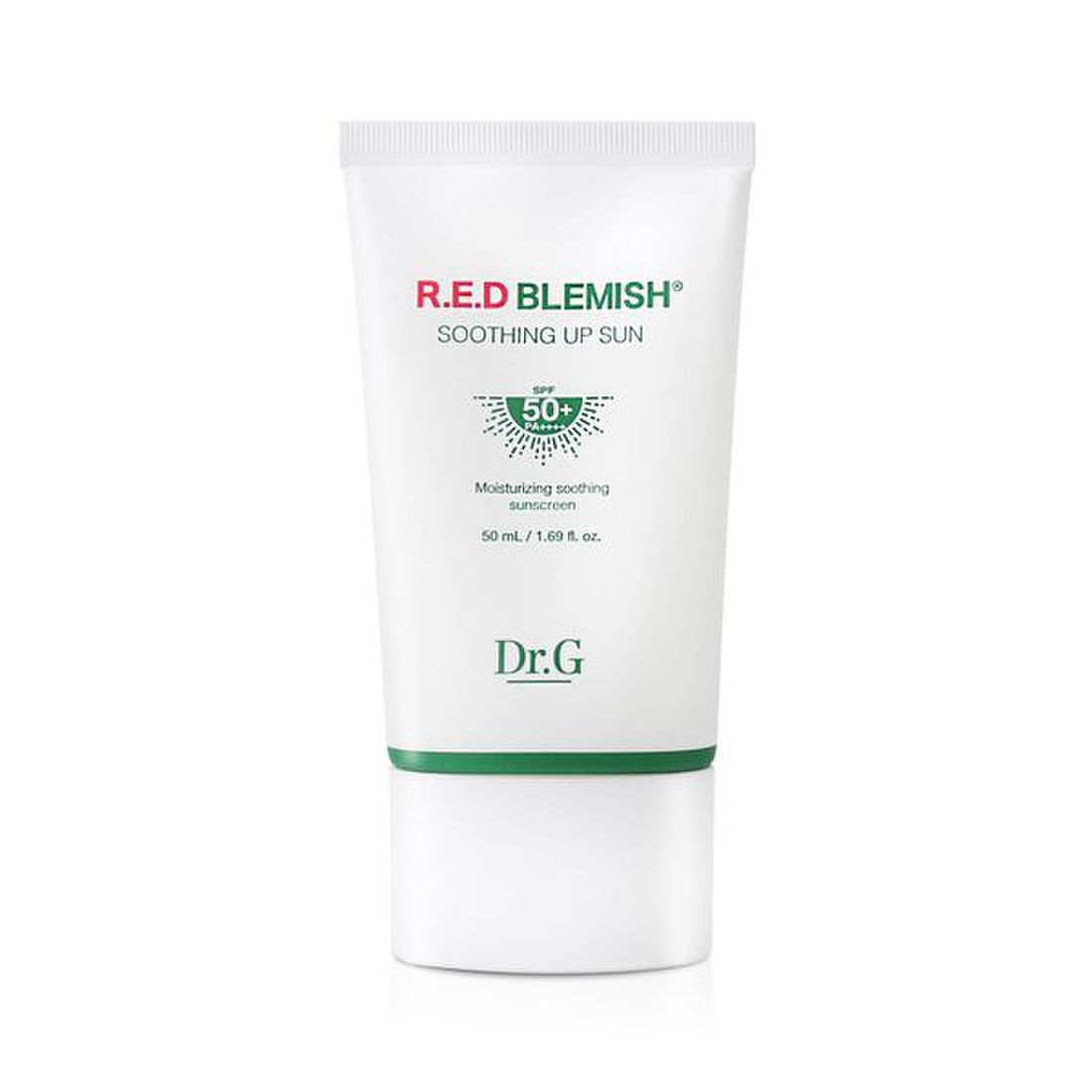 Dr.G Red Blemish Soothing Up Sun, a 50ml bottle of Korean sunscreen with SPF 50+ PA++++ for sensitive skin.