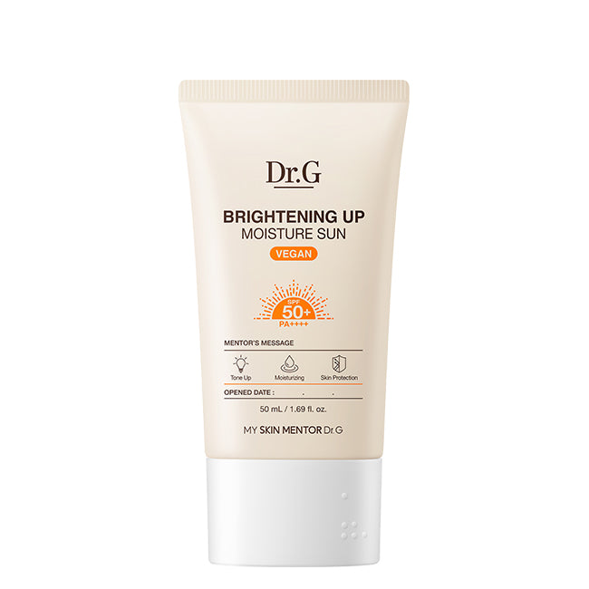 Dr.G Brightening Up Moisture Sun 50ml, a lightweight, SPF 50+ sunscreen with a pink tint for a natural, brightened complexion.