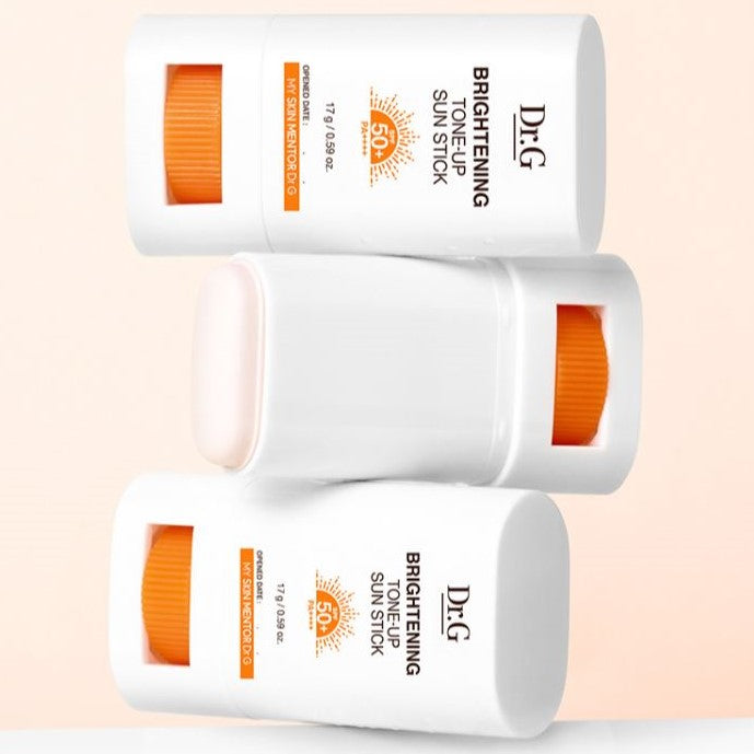 Dr.G Brightening Tone-Up Sun Stick, SPF50+ PA++++ sun protection with a pink tint for a brightened complexion (17g).