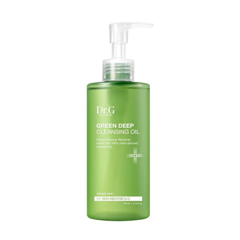 210ml bottle of Dr.G Green Deep Cleansing Oil, a plant-based oil for removing makeup and cleansing the face.