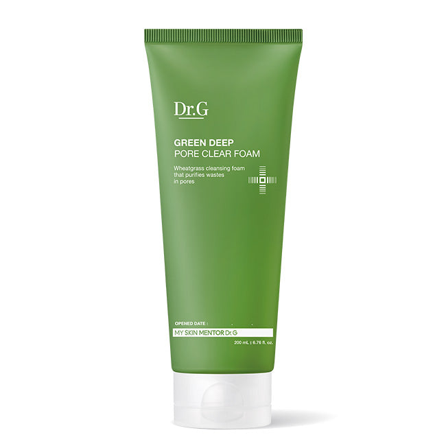 Dr.G Green Deep Pore Clear Foam, a 200ml foaming cleanser in a green tube for deep pore cleansing.