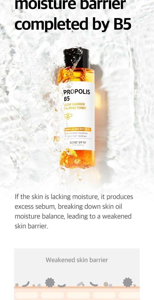 150ml bottle of Somebymi Propolis B5 Glow Barrier Calming Toner, a skincare product for calming and promoting a radiant complexion.