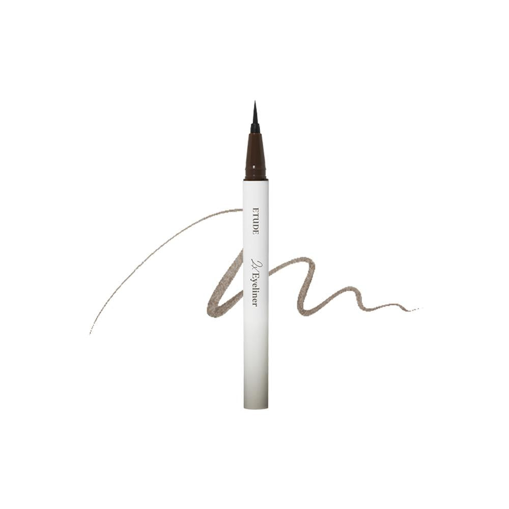 Etudehouse 2X Tinting Eyeliner in Soft Deep Brown, a deep brown eyeliner for long-lasting, smudge-proof wear.