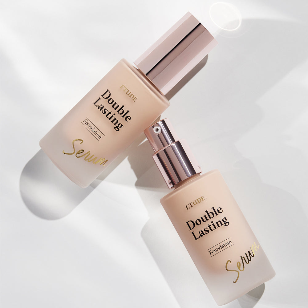 A 30g bottle of Etudehouse Double Lasting Serum Skin Foundation in shade No. 17N1 Neutral Vanilla. This is a lightweight, liquid foundation with a serum-like texture that provides medium coverage.