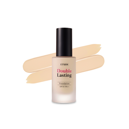 A 30 gram bottle of Etudehouse Double Lasting Foundation in shade No. 17N1 Neutral Vanilla. The foundation is described as a long-lasting, lightweight formula that provides medium to full coverage with a soft matte finish.