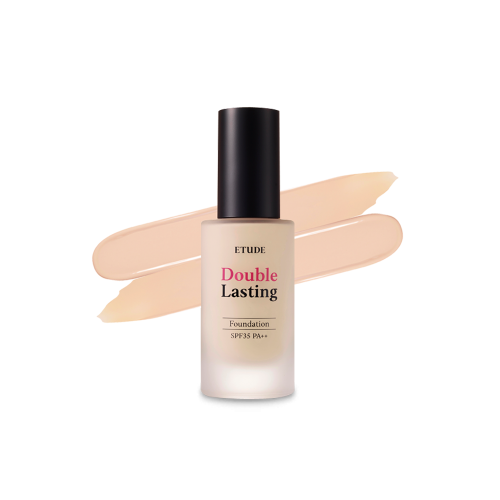 Etudehouse Double Lasting Foundation, a 30g liquid foundation in Rosy Pure shade (light rosy beige) with SPF protection.