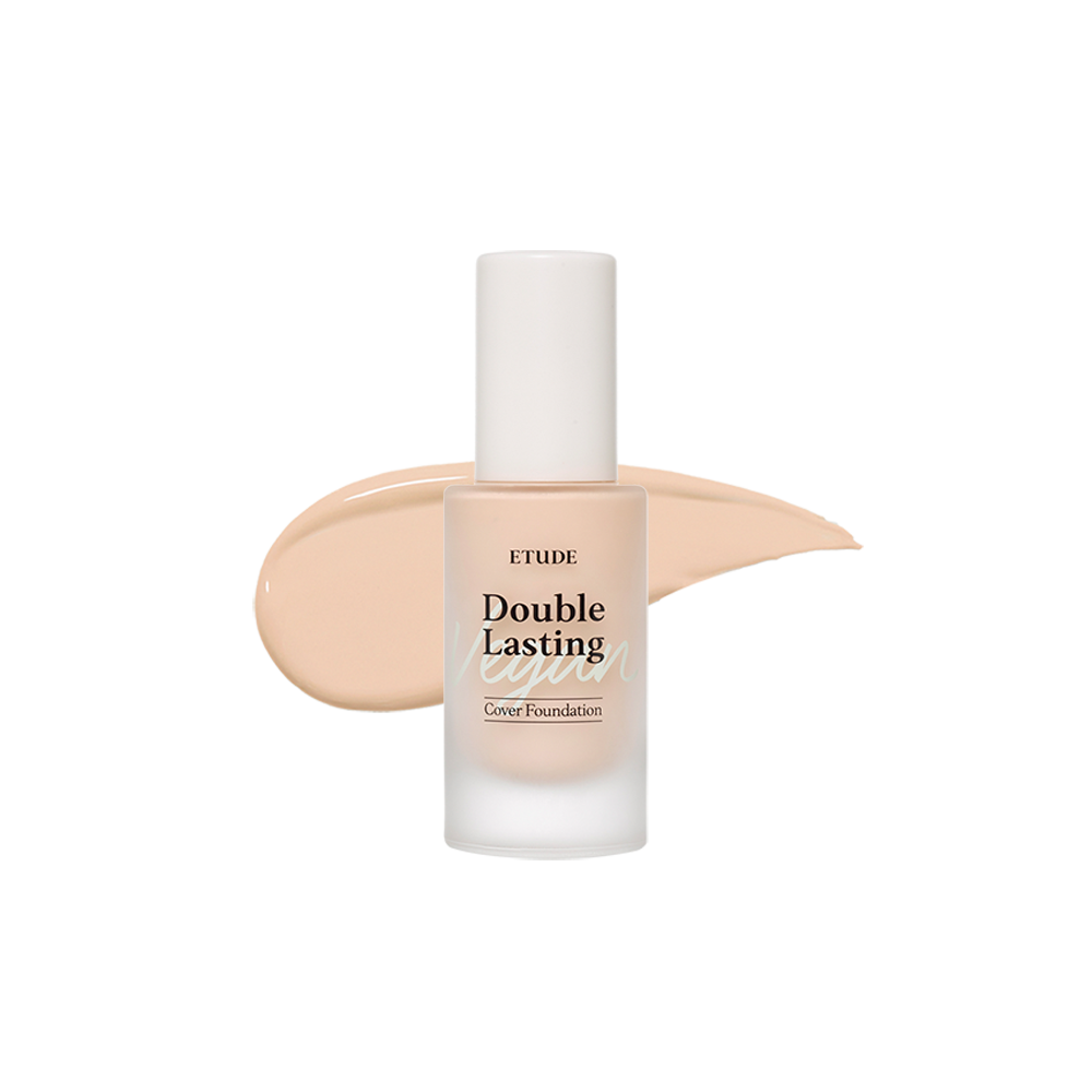 Etudehouse Double Lasting Vegan Cover Foundation, 30g in shade No.21N1 Neutral Beige. This is a vegan foundation that provides long-lasting coverage.