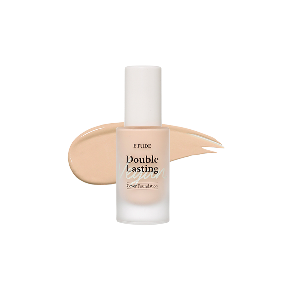 Etudehouse Double Lasting Vegan Cover Foundation, 30g in shade No.23N1 Sand. This is a vegan foundation that provides long-lasting coverage.