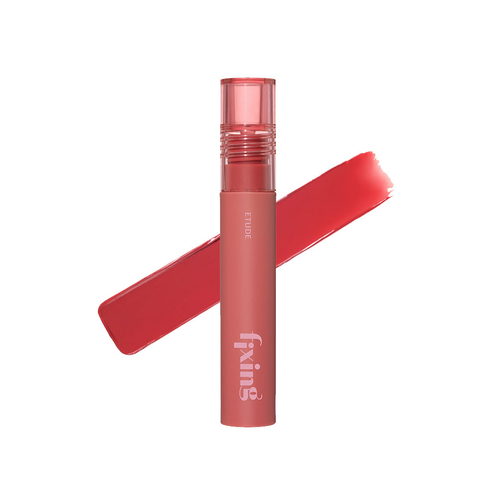 Etudehouse Fixing Tint in Analog Rose, a cool-toned pink liquid lip tint with a long-lasting, matte finish.