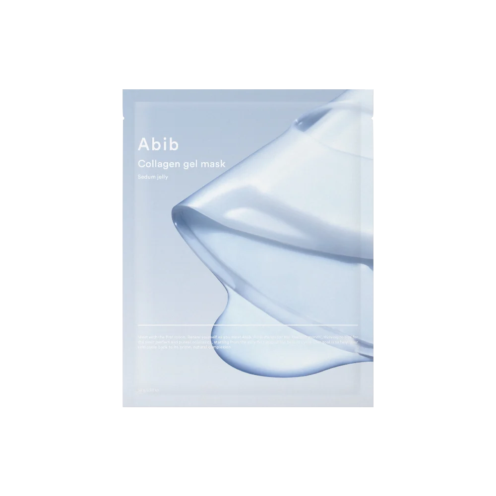 Single-use Abib Collagen Gel Mask infused with Sedum extract, designed to hydrate and brighten skin.