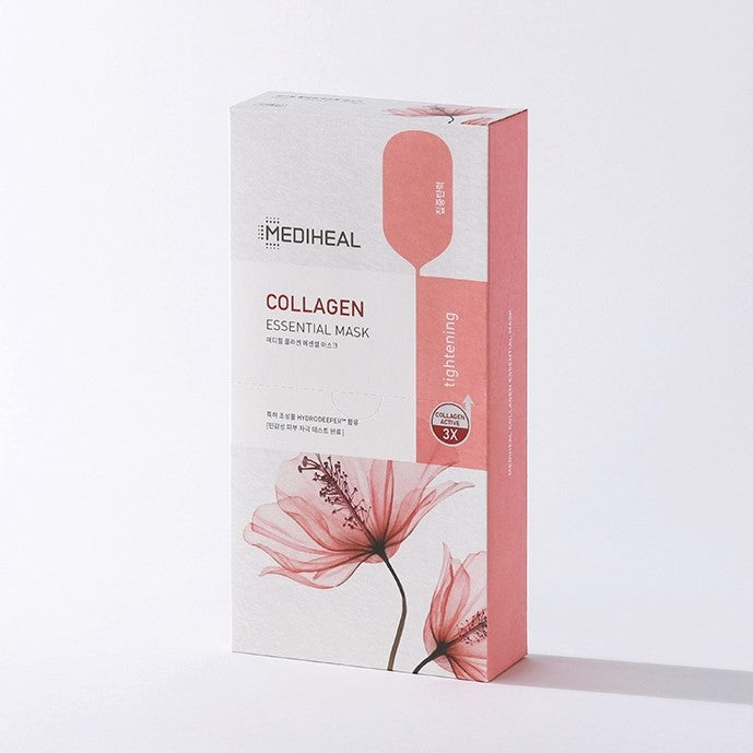 Box containing 10 Mediheal Collagen Essential Sheet Masks.