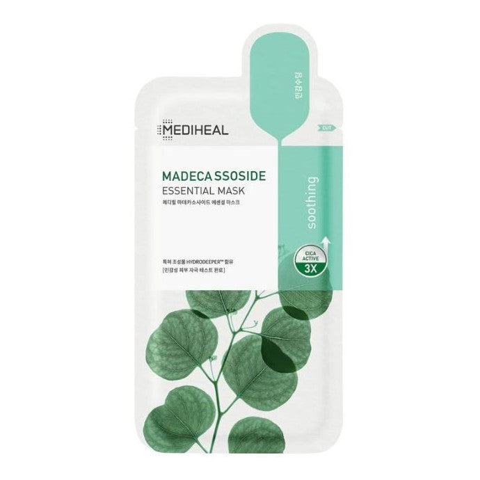 Hydrating and soothing facial sheet mask containing centella asiatica extract (Madecassoside).