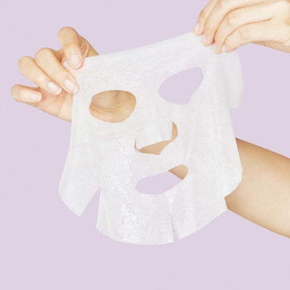 Eco-friendly cotton sheet mask infused with ampoule essence to exfoliate, brighten, and hydrate skin.