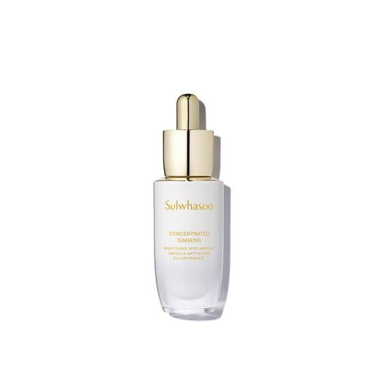 Sulwhasoo Concentrated Ginseng Brightening Spot Ampoule (20g) is a skincare product designed to reduce the appearance of dark spots and brighten skin tone. It contains concentrated ginseng extract.