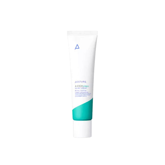 Aestura A-Cica Stress Relief Cream, a hydrating facial cream on a white background