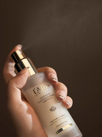 50ml spray bottle of d'Alba Intensive Volufiline Ampoule, a Korean skincare product for hydration and elasticity.