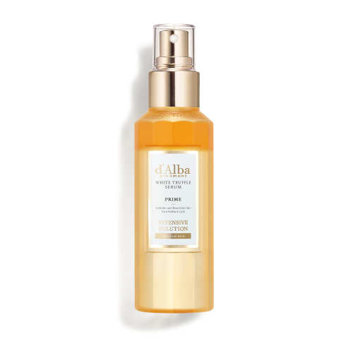 A 100ml bottle of d'Alba White Truffle Prime Intensive Serum, a luxurious facial serum formulated with white truffles for deep hydration and a radiant glow