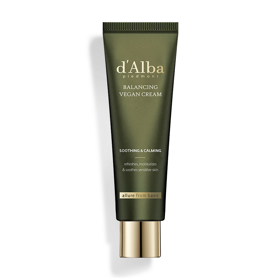 d'Alba Vegan Cream: Lightweight, hydrating, and vegan facial cream in a 55ml tube.