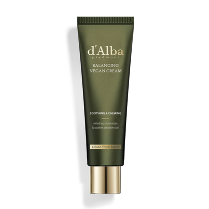 d'Alba Vegan Cream: Lightweight, hydrating, and vegan facial cream in a 55ml tube.