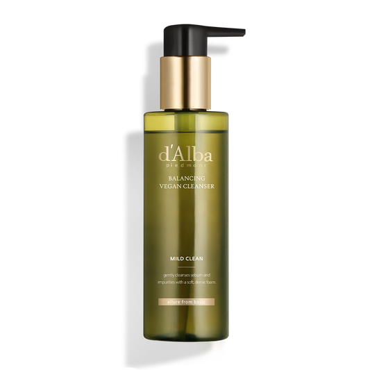 200ml bottle of d'Alba Mild Skin Balancing Vegan Cleanser, a gentle gel cleanser for all skin types.