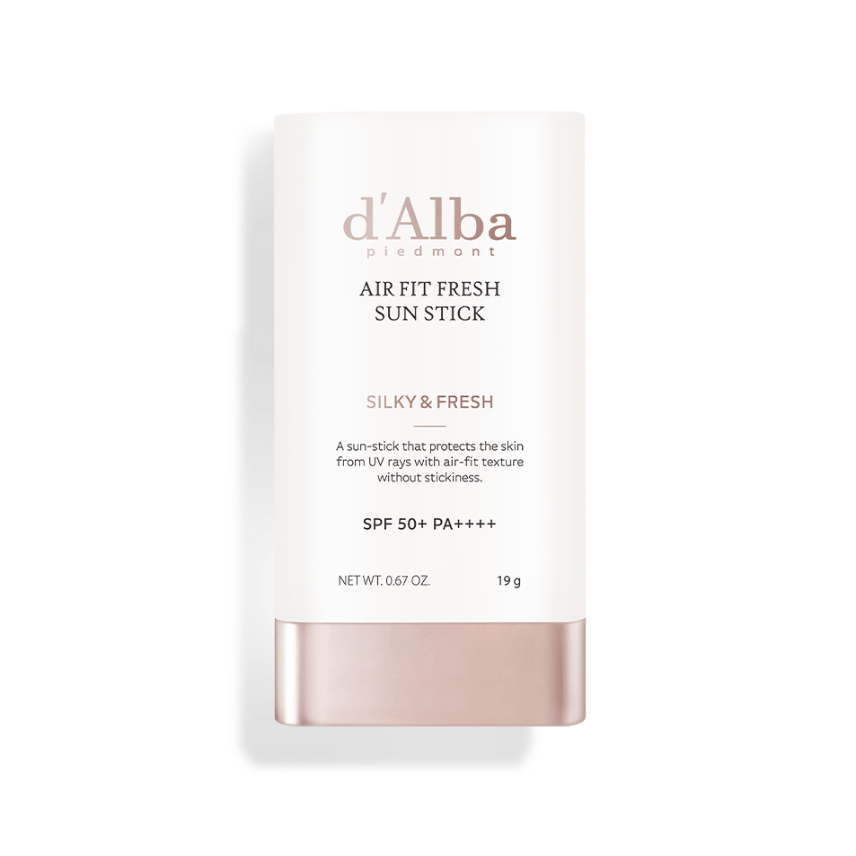 19g stick of d'Alba Air Fit Fresh Sun Stick, a lightweight, refreshing sunscreen with SPF 50+ PA++++ protection.