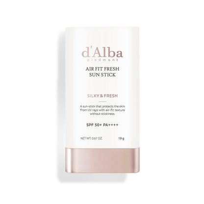 19g stick of d'Alba Air Fit Fresh Sun Stick, a lightweight, refreshing sunscreen with SPF 50+ PA++++ protection.