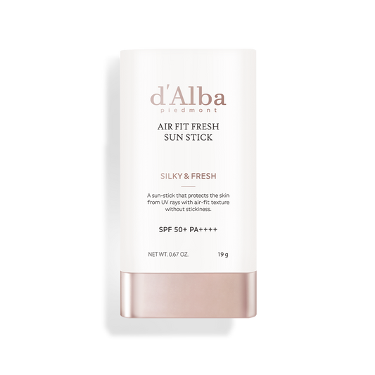 19g stick of d'Alba Air Fit Fresh Sun Stick, a lightweight, refreshing sunscreen with SPF 50+ PA++++ protection.