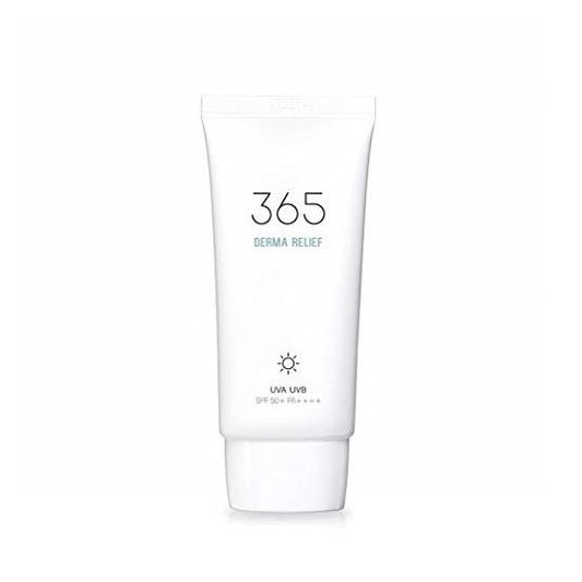 Roundlab 365 Derma Relief Sun Cream, 50ml tube. Physical, non-nano sunscreen for sensitive skin. SPF 50+ PA++++ UVA/UVB and blue light protection. 