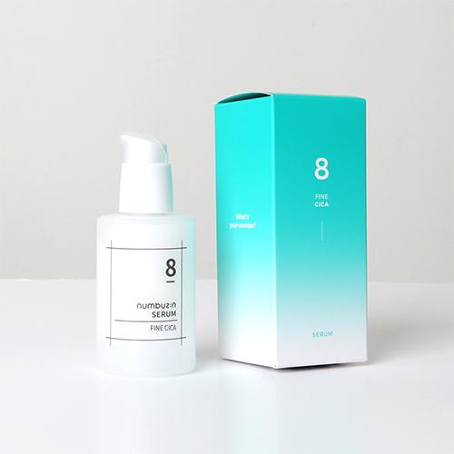 50ml bottle of Numbuzin No. 8 Fine Cica Serum, a hydrating and calming facial serum with Centella Asiatica extract.