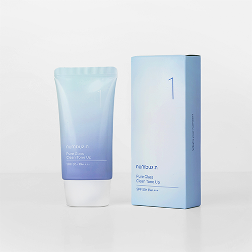 Numbuzin No.1 Pure Glass Clean Tone Up, a lightweight, hydrating primer that evens skin tone and protects from UV rays.