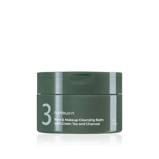 85g jar of Numbuzin No. 3 Pore & Makeup Cleansing Balm, a green tea and charcoal cleansing balm for removing makeup and impurities.