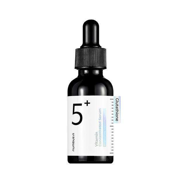 Numbuzin No.5 Vitamin Concentrated Serum, a 30ml bottle of concentrated vitamin serum for brightening and evening skin tone.